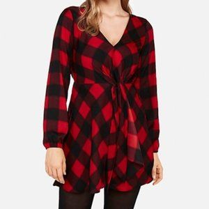 Express Buffalo Plaid Faux Wrap Dress (NWT)